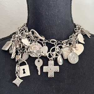 Women’s Silver Tone Charm Medallion Belt Necklace Bracelet